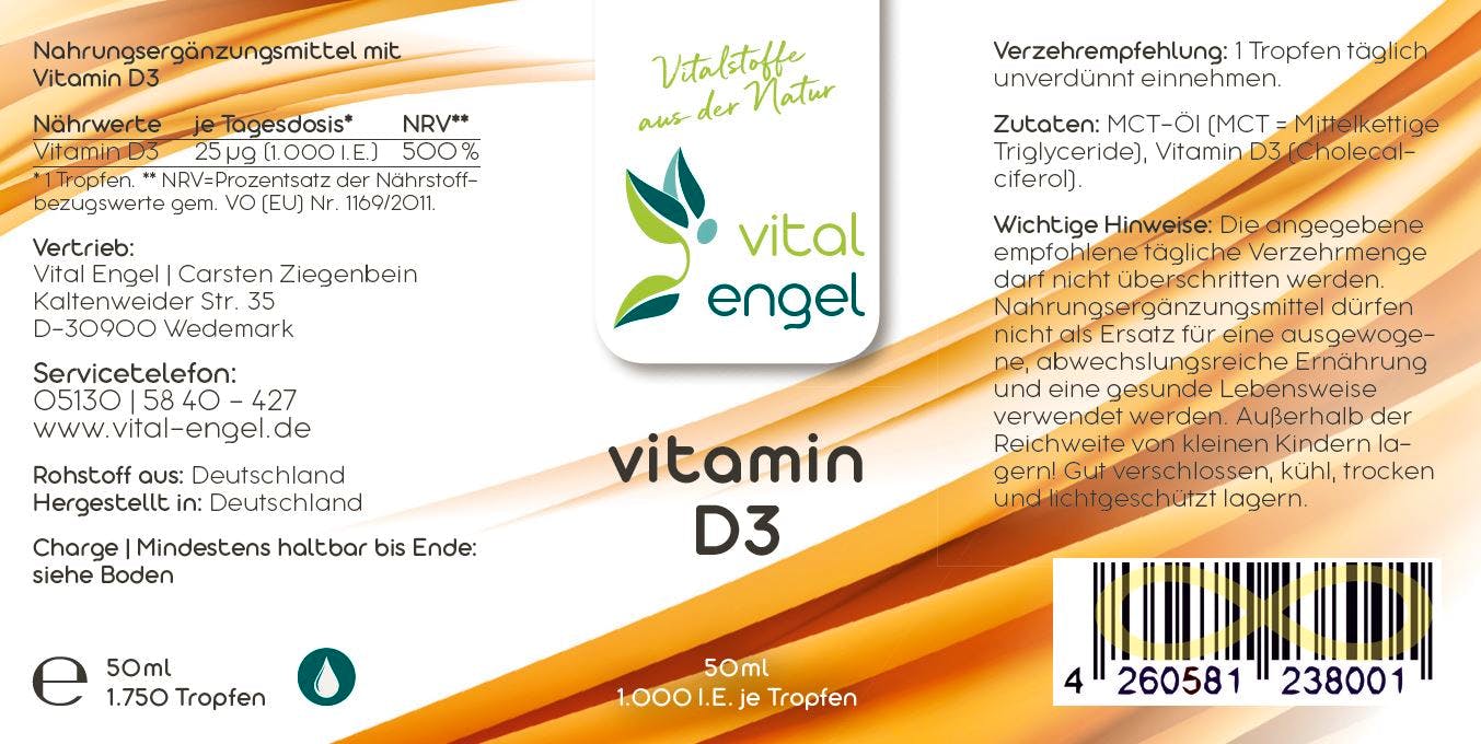 SET - Vitamin D3 + Vitamin K2 Tropfen  (2x 50ml) - Vital Engel